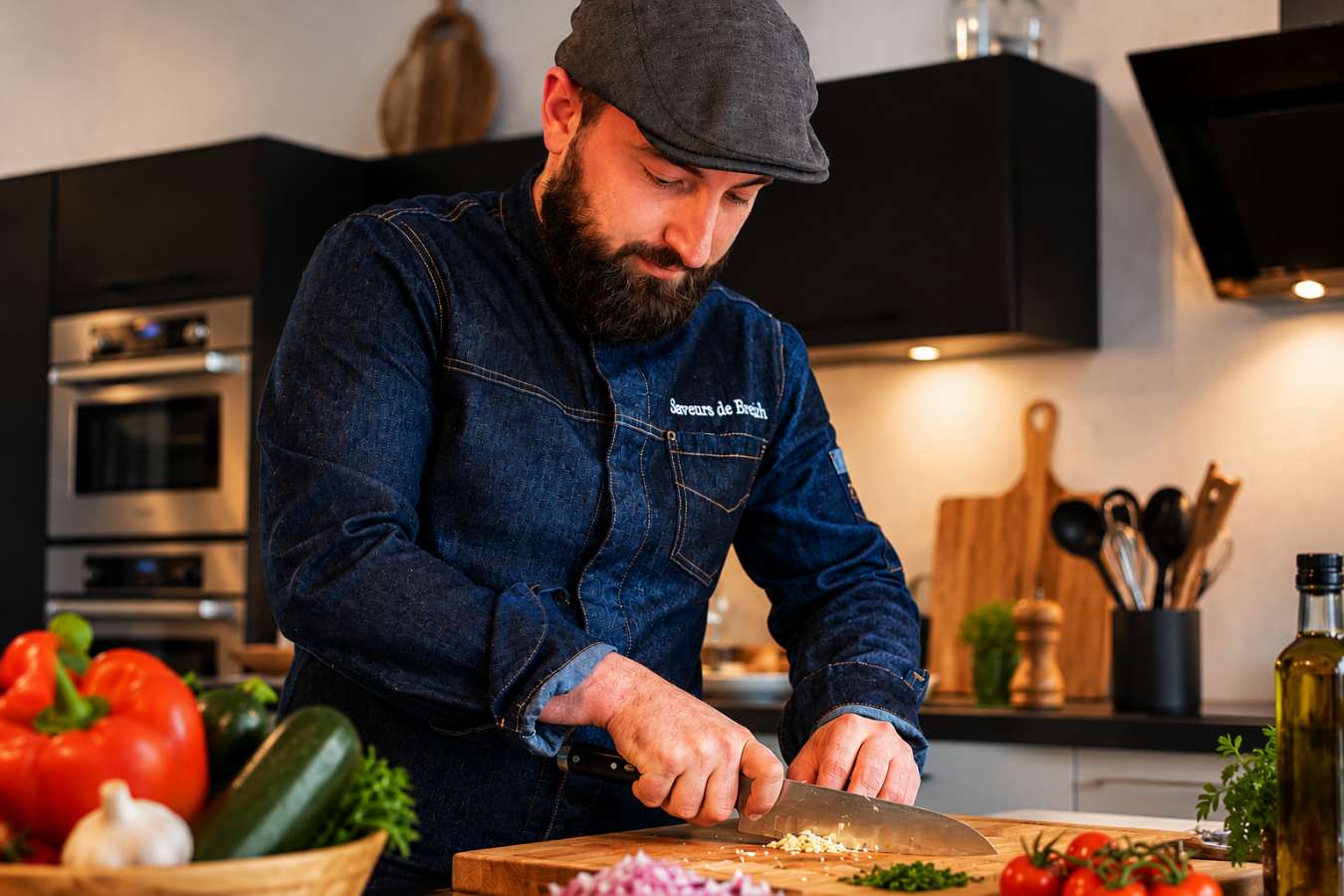 Chef preparing fresh ingredients